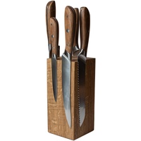 B4K Magnetischer Messerblock ohne Messer, für 8 Küchenmesser, Magnetischer Messerhalter aus Eichenholz mit sehr starken Neodym Magneten, Handgefertigt, Natur, Maße: 22 x 10 x 10 cm
