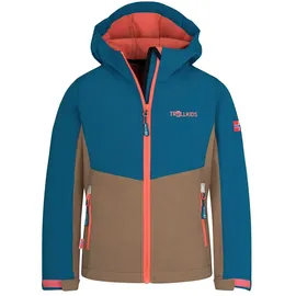 TROLLKIDS Kristiansand Jacke - Atlantic Blue / Mocca Brown / Glow Orange - 92 cm