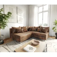DeLife Ecksofa Clovis Braun Antik Optik Ottomane Rechts Modulsofa