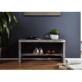 Massivmoebel24 Schuhbank Akazie 81 x 30 x 40 cm grau lackiert / grau