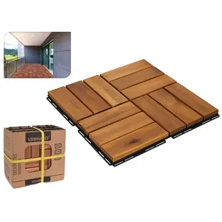 BURI Holzfliesen Akazienholz-Fliesen 11x Holzfliese Klickfliese geölt mit Stecksystem, 11 St. braun