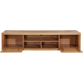 Home Affaire Lowboard HOME AFFAIRE "Logo,200cm breit,42 cm tief, Fronten Massivholz, Kabeldurchführung", beige (kernbuche teilmassiv), B:200cm H:45cm T:42cm, Holz teilmassiv, Sideboards, Lowboard, Korpus Holzwerkstoff,2 Klappen, 5 Fächer, Metallgriffe