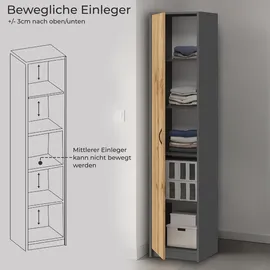 home collective Bücherregal 50 x 35 x 180 cm Grau