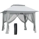 Outsunny Faltpavillon, Grau, Metall, Textil, 364x294x364 cm, Sonnen- & Sichtschutz, Pavillons & Pergolas