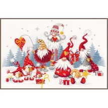 Vervaco Gezählter Kreuzstich Stickpackungen DIY Stickbilder Weihnachtstreffen Wanddekoration Handarbeit Set für Erwachsene Kreatives Handwerk ca. 38 x 27 cm Kreuzstichbilder Set Hausdeko