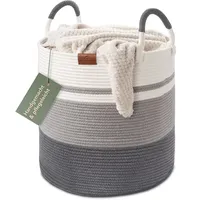 Wiesen.design Korb EMILIA Ø46xH48 cm Grau/Weiß/80L, Wäschekorb geflochten aus