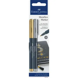 Faber-Castell Metallics Marker 1,5 mm Strichstärke 2er Set Gold/Silber