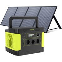 imuto Solargenerator 1531Wh, Tragbare Powerstation 1200W (Spitze 2200 W) mit 1 * 100 W Solarpanel, Stromspeicher 11 Anschlüsse mit reinem Sinuswellen-AC-Ausgang, für Home Backup/RV/Camping/CPAP