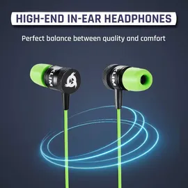 Klim Fusion In-Ear-Kopfhörer mit Kabel - Mikrofon Hi-Fi, Memory-Schaum, 3.5 mm Klinke, Grün