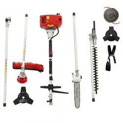 GeoTech GT-2 58 L - Multifunktions- Motorsense mit 2- Takt Benzinmotor - Astschere, Heckenschere und Freischneider - 58 ccm