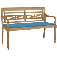 VidaXL Batavia-Gartenbank mit Blauem Kissen 120 cm Teak Massivholz