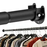 Schwarz Kleiderstange, Durchmesser 32mm 74-100cm Garderobenstange, Verstellbare Kleiderstange Geeignet für Kleiderschränke,Garderobe
