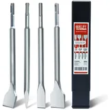 CCLIFE Fliesenmeißel SDS Plus Set 4-tlg,2 x Fliesenmeißel [ 30° angewinkelt und gerade], 1 x Spitzmeißel, 1 x Flachmeißel, 40CR, Leichtes Einspannen & Bruchsicher
