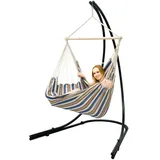 AMANKA XXL Hängesessel mit Gestell Hängestuhl für 2 Hängeliege Hängesitz Streifen Blau