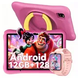 blackview Kinder Tablet 10 Zoll mit Schutzhülle, Android, WLAN, Elternkontrolle Tablet (10.1", 128 GB, Android 14, WLAN (Wi-Fi), Android 14, HD+ Display, 128GB, 5100 mAh,5G WiFi/WIFI 6/Gemini AI) rosa