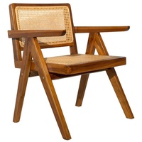 Vintage-Stuhl aus massivem Teakholz und Rattangeflecht JANNIE