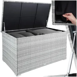 Tectake tectake® Auflagenbox, mit Aluminiumgestell und Rattangeflecht, komfortable Hubautomatik, 145 x 82,5 x 79,5 cm