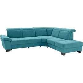 Home Affaire Ecksofa HOME AFFAIRE "Cornwall L-Form", blau (petrol), B:283cm H:84cm T:253cm, Struktur fein (100% Polyester);Luxus-Microfaser weich (90% Polyester, 10% Polyamid), Sofas, Ecksofa, incl. Sitztiefenverstellung, mit Bettfunktion und Kopfteilverstellung