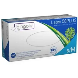 BINGOLD Latex 50PLUS Einmalhandschuhe Weiß extra stark : M