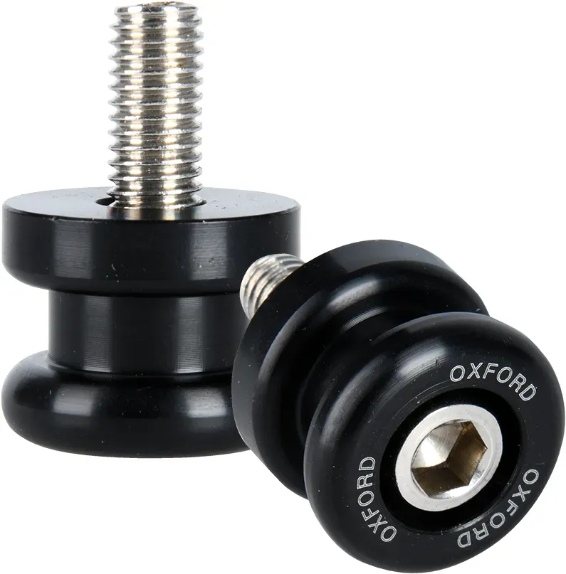 Oxford V-Mount Bobbins, bobines pour stand de paddock - Noir/Argent - M6 x 100 mm