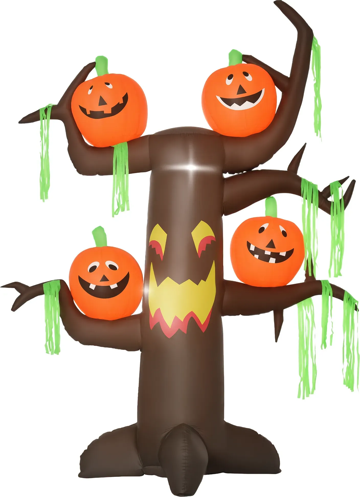 HOMCOM Aufblasbarer Spukbaum Kürbis Halloween Deko Figur Luftfigur mit LED Beleuchtung, Polyester, 180x80x240cm   Aosom