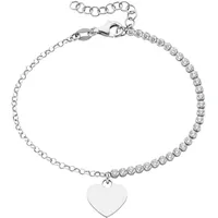 Smart Jewel Armband mit Zirkonia und Herzanhänger, Silber 925
