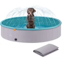 Navaris XL Hundepool Planschbecken faltbar mit Sprinkler - Hunde Pool aus Kunststoff - Agility Hundespielzeug - Hundeschwimmbecken Hundedusche