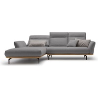 hülsta sofa Ecksofa hs.460, Sockel in Nussbaum, Winkelfüße in Umbragrau, Breite 298 cm grau|schwarz