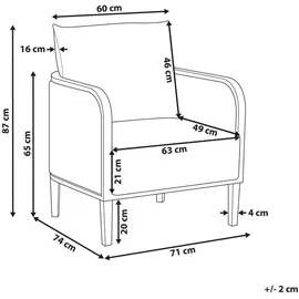 Beliani Montefalco Gartenstuhl 71 x 74 x 87 cm weiß/schwarz