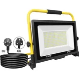 SKYWORLD Tragbar LED Baustrahler 150W 15000LM LED Arbeitsleuchter mit Stecker, Wasserdicht Arbeitsscheinwerfer für Werkstatt oder Baustelle Garage