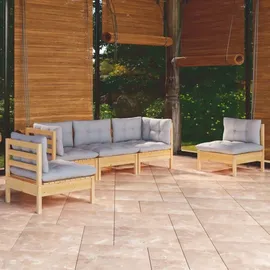 vidaXL Garten-Lounge-Set 5-tlg. grau Kiefer