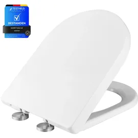 IBERGRIF WC Sitz mit Absenkautomatik, D Toilettendeckel Einfache Montage und Sauber, Klodeckel Quick-Release-Funktion, Antibakterielle, für die Meiste Toilette, Belastbarkeit von 150kg, M41001, Weiß