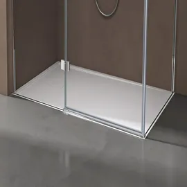 doporro Duschtasse Duschwanne 80x100x4 flach Mineralgusswanne Weiß auch für ebenerdige Dusche geeignet Geoma08