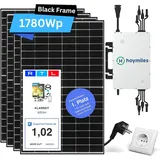 800 Watt Balkonkraftwerk - Hoymiles Balkonkraftwerk Set mit 2x Solarpanel 445w I Hoymiles hms-800w-2t wifi I 5m Schuko I Balkonkraftwerk 800 Watt Wechselrichter I Photovoltaik Komplettanlage