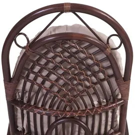 Mendler Schaukelstuhl HWC-C40 Rattansessel 58 x 110 x 58 cm Braun mit Kissen