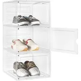 WOLTU Schuhboxen 3er Set stapelbare Schuhbox Schuhkarton Schuhkasten mit Tür