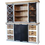 Schrank RODA 180cm massiv Mangoholz & Eisen Vitrine Buffet Industrial Design