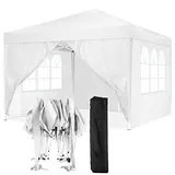 TOOLUCK Pavillon 3x6 Faltpavillon Wasserdicht Stabil Winterfest Faltbar Partyzelt mit 6 Seitenteilen Pop up Gartenpavillon UV Schutz 50+ Höhenverstellbar für Strand Hochzeit Camping, Grau