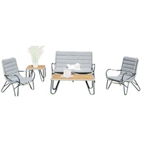 Sonnenpartner 5-teilige Lounge-Sitzgruppe Charité mit 2 Tischen Aluminium mit Teakholz/Polyrope silb