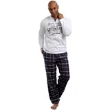 H.I.S. Pyjama H.I.S Gr. 52/54, bunt (weiß-marine-kariert) Herren Homewear-Sets mit Flanellhose