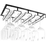Gabrielle - Stück 4 Reihen Hängender Weinglashalter Aus Metall Zum Aufhängen Von Weingläsern Unter Dem Schrank, Schwarz, 40 X 22,5 Cm