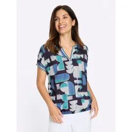Classic Basics Schlupfbluse türkis-schwarz 40