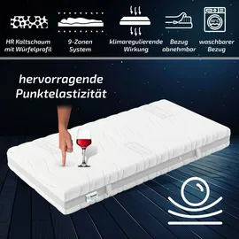 Matratzen Perfekt Vital Premium 9-zonen Premium Kaltschaummatratze 90x200cm, Härtegrad 3