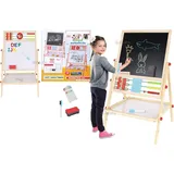 Kruzzel Faltbare Kindertafel Doppelseitig Kreidetafel Whiteboard mit Zubehör Holz 22472