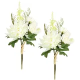 I.GE.A. Kunstblume I.GE.A. "Chrysanthemen-Bund 2er Set", weiß, B:13cm H:25cm L:11cm, Polyester, Kunstpflanzen, 25cm Strauß künstlich Bouquet Seidenblume Blumenbouquet Blumenstrauß
