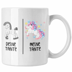 Trendation Tasse Trendation – Beste Tante Geschenk Tasse mit Spruch Kaffeetasse für Tante Coole Tante Einhorn weiß