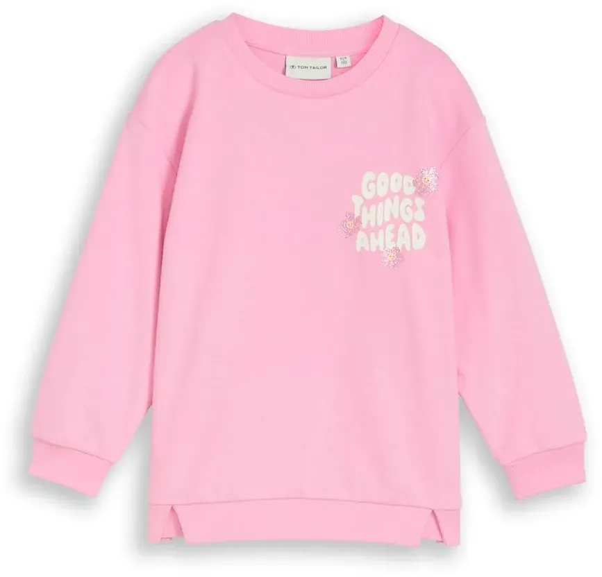 TOM TAILOR Mädchen Oversize Sweatshirt mit Print, rosa, Uni, Gr. 92/98