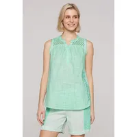 Soccx Damen Ärmellose Bluse mit Ajour-Einsatz Leafy Mint, XXL