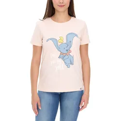 RE:COVERED X Disney Damen T-Shirt mit Dumbo Print Baumwoll-Shirt Rundhals-Shirt RCDIF2069 Rosa - S