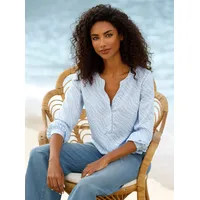 Heine Druckbluse eisblau-ecru-bedruckt 34